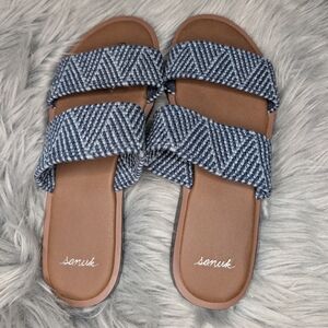 Sanuk Women's Navy and Brown Slide Sandals